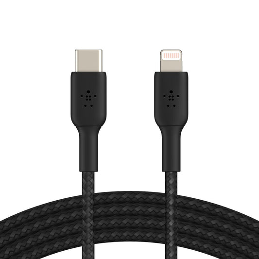 BRCLITB 2M BRAIDED CABLE 2M USB C TO LIGHTNING CONNECTOR CABLE BLK
